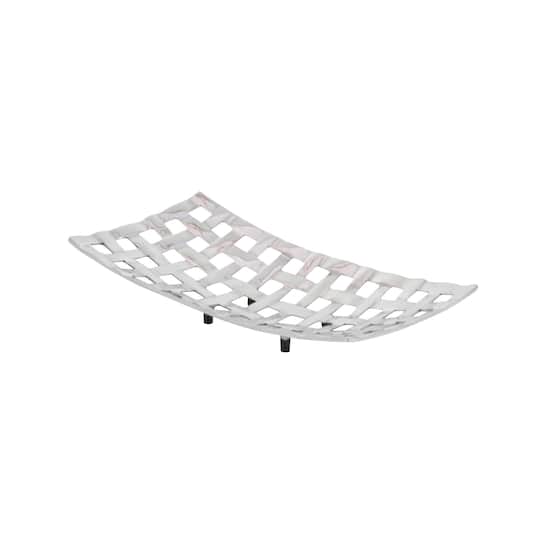 Silver Aluminum Contemporary Tray Set